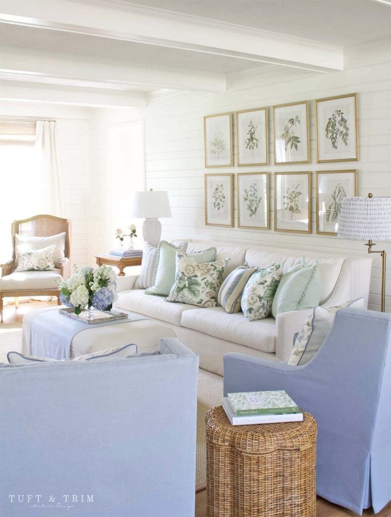 Soft blue and green comfortable living room