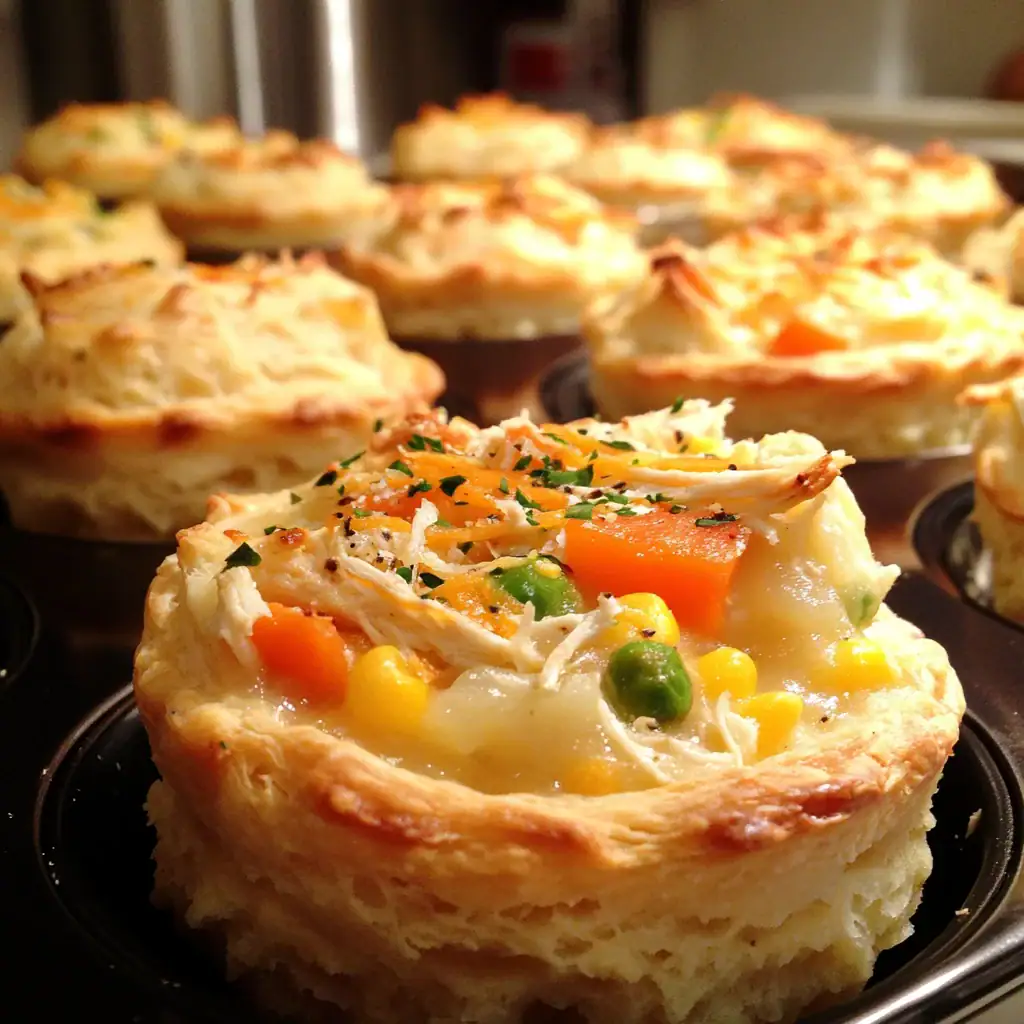 Chicken pot pie biscuit cups