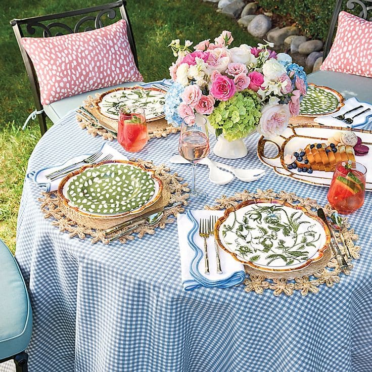 Ballard Designs bamboo plates in outdoor table setting