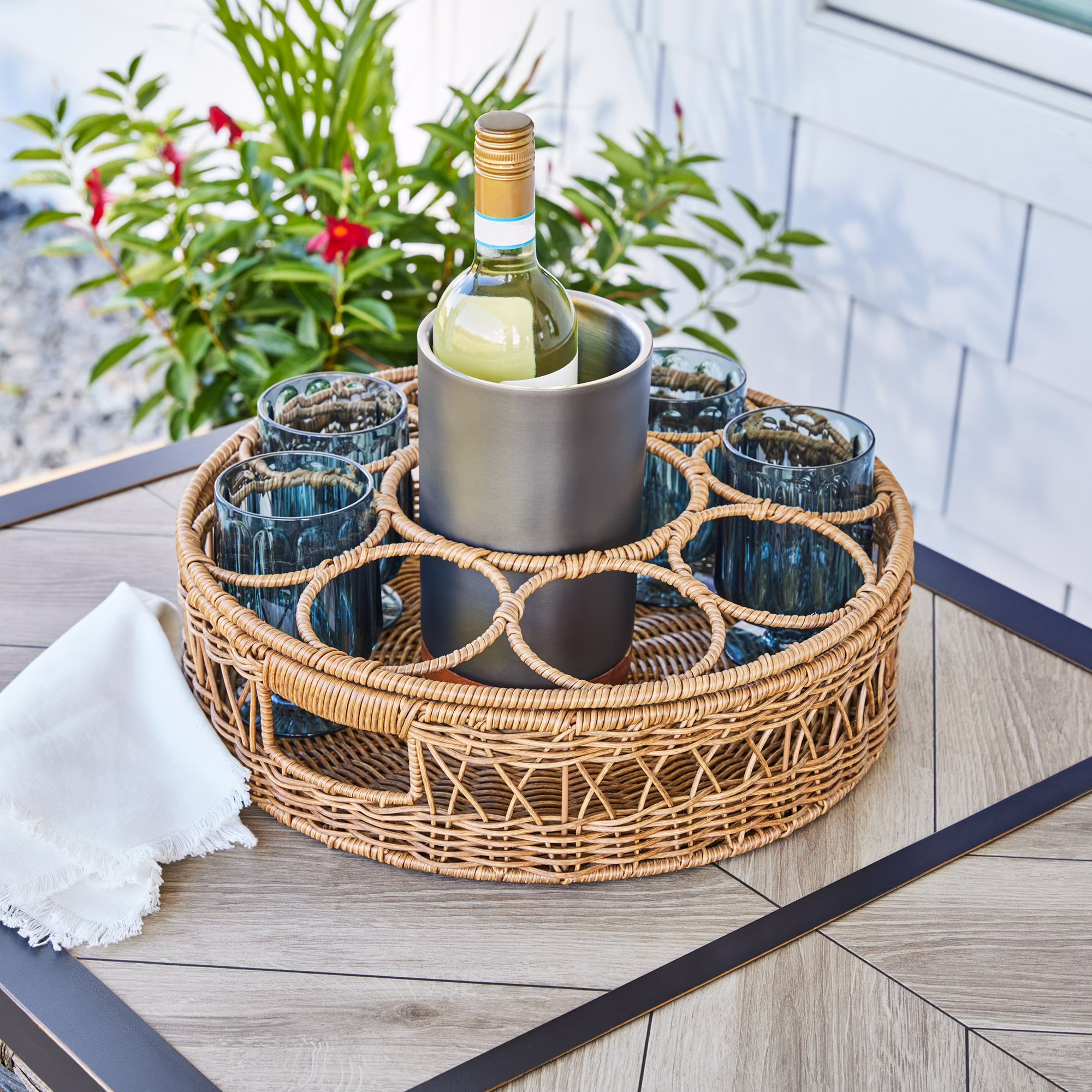 Rattan beverage holder