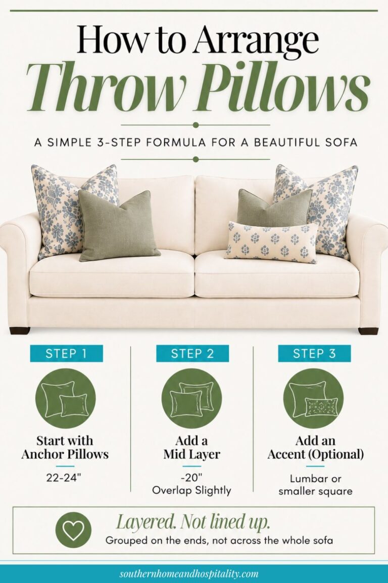 How to Style Throw Pillows on a Sofa (Sizes + Layout)