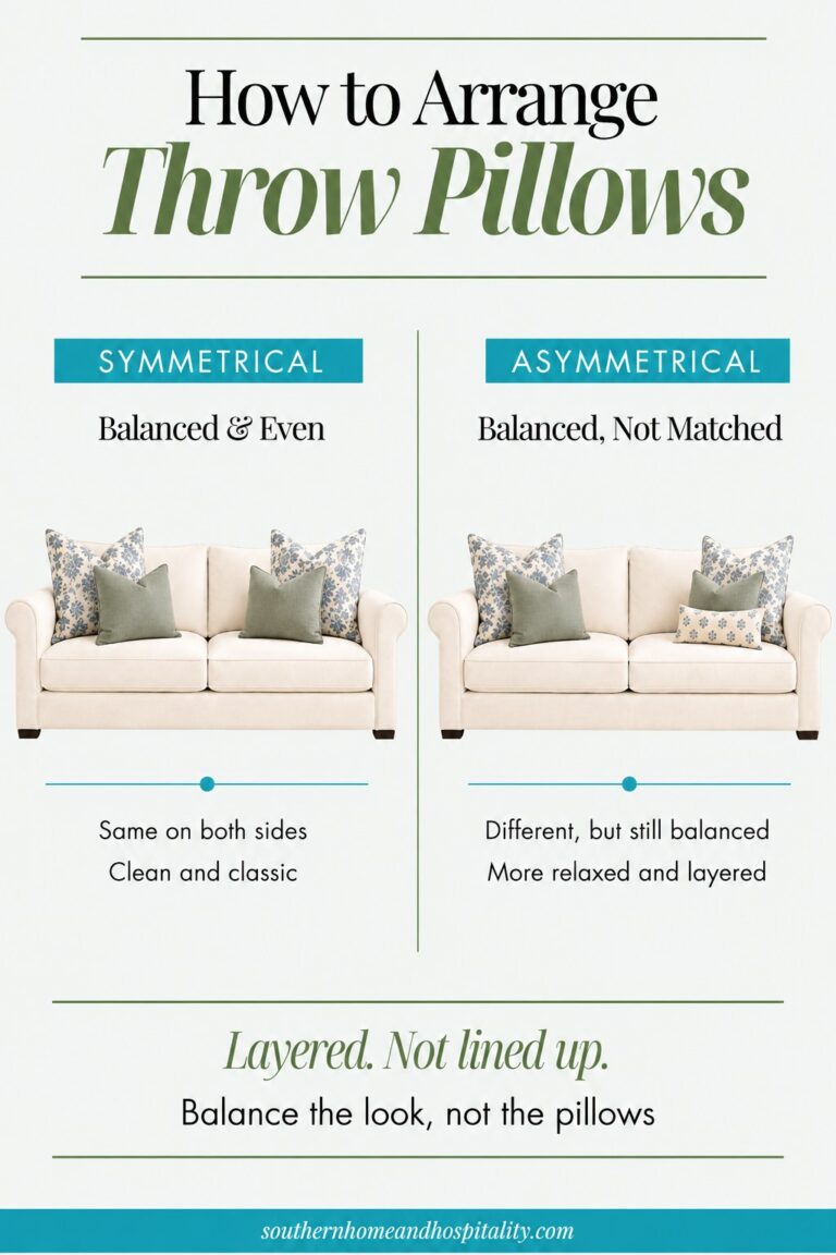How to Style Throw Pillows on a Sofa (Sizes + Layout)
