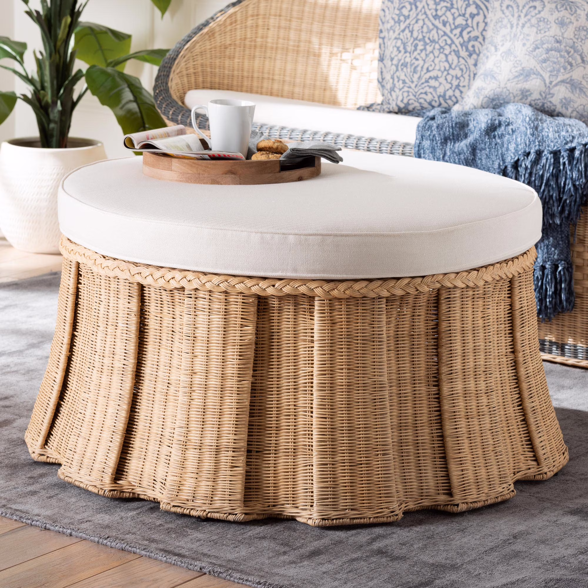 Wicker ottoman