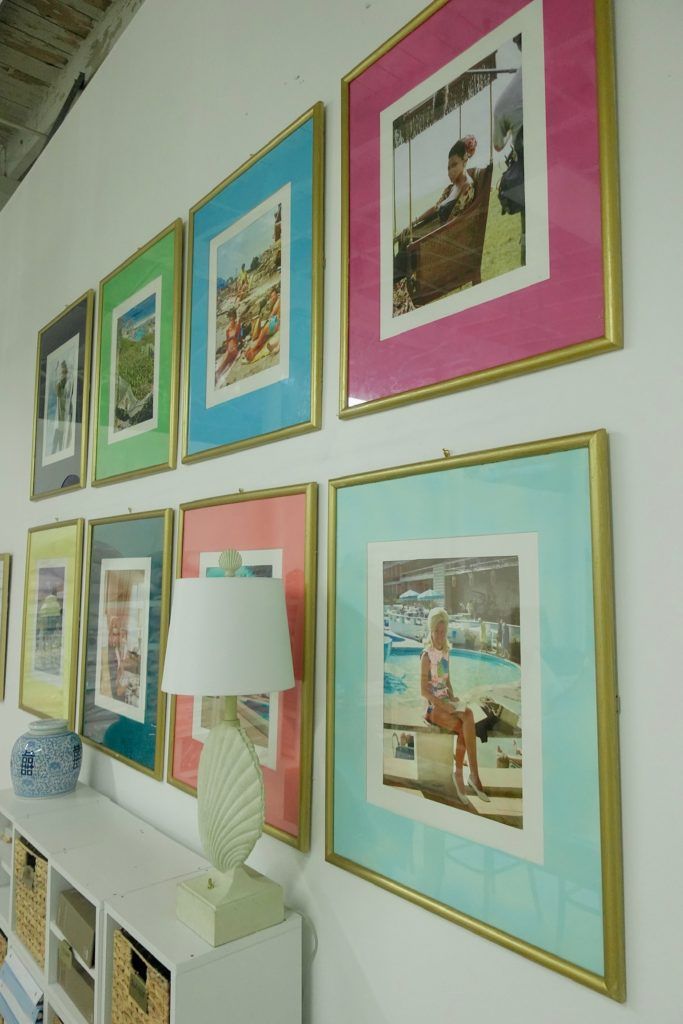 Painted thrifted gallery frames on a wall