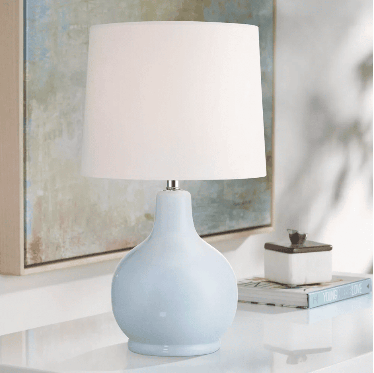 Powder blue table lamp