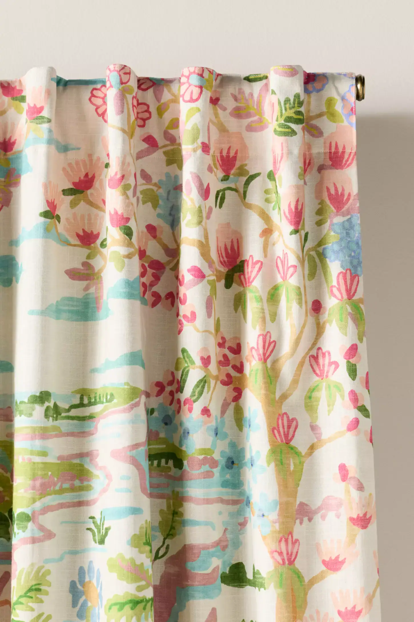 Colorful botanical Anthropologie curtains