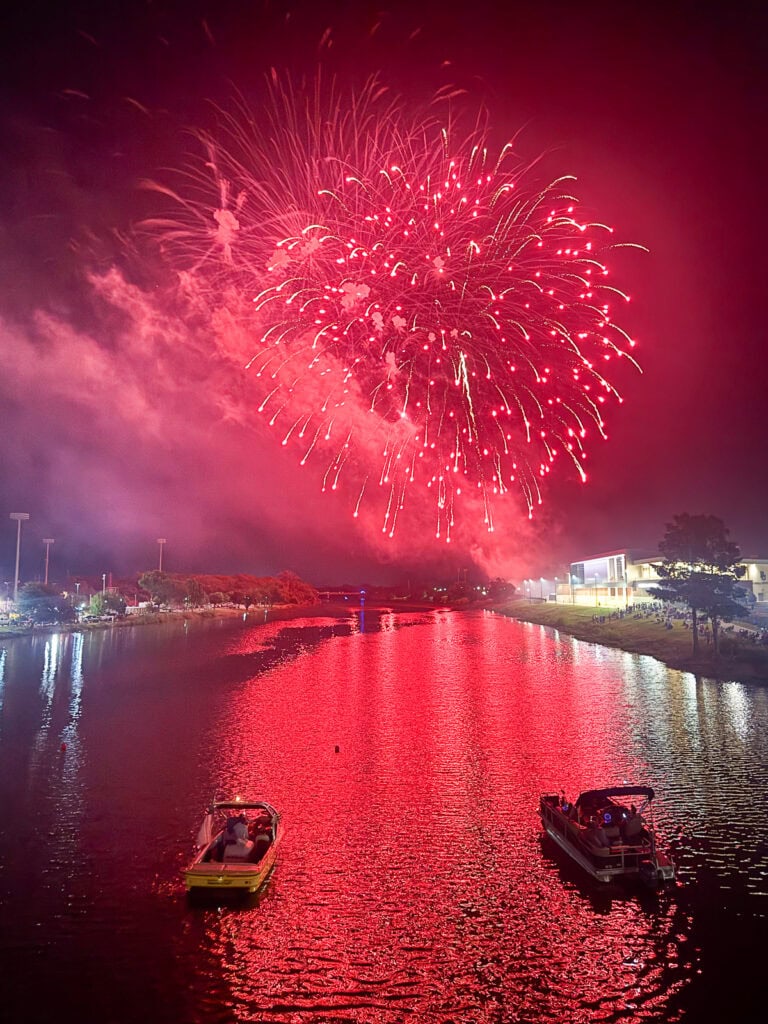 Fireworks at Baylor over the Brazos River