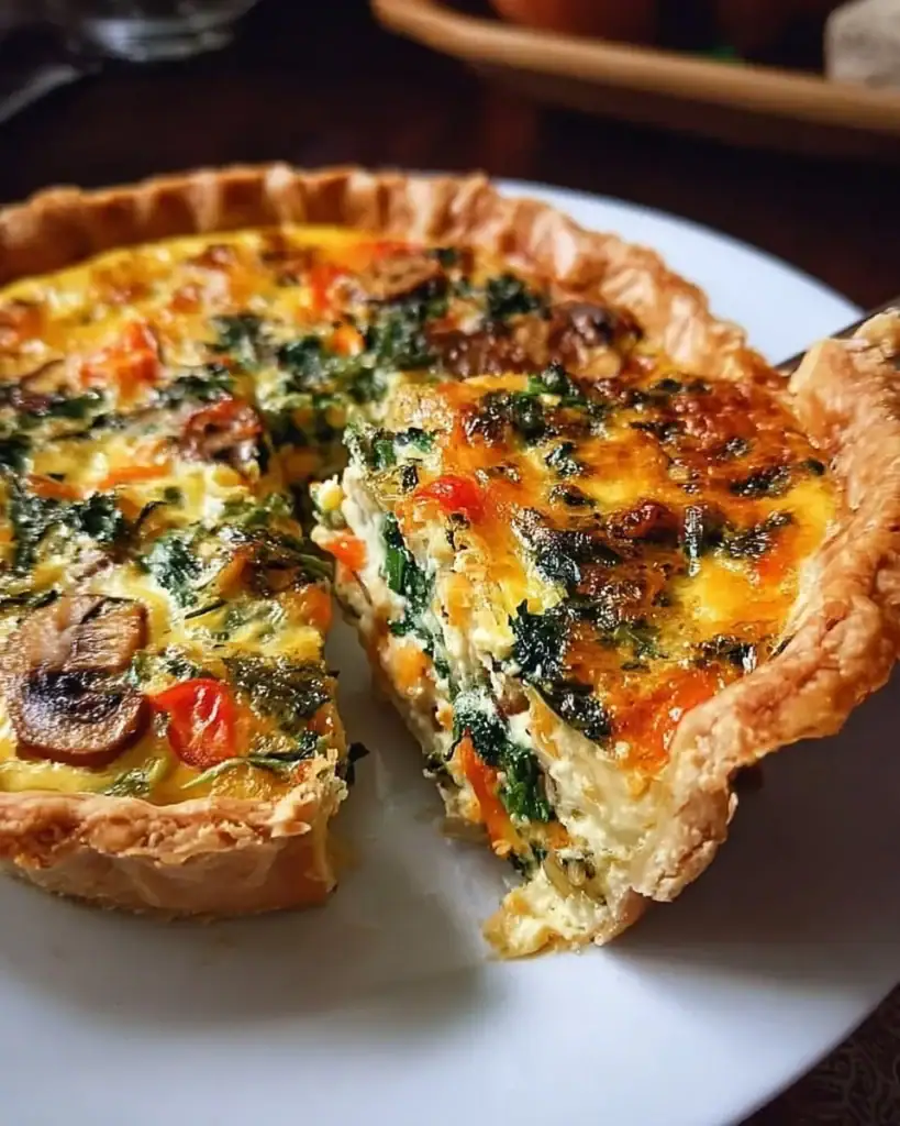 Golden veggie quiche