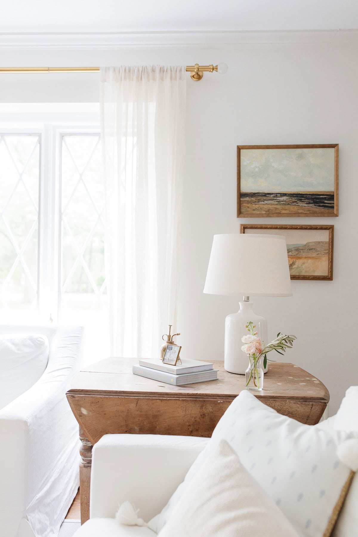 White living room with soft white walls