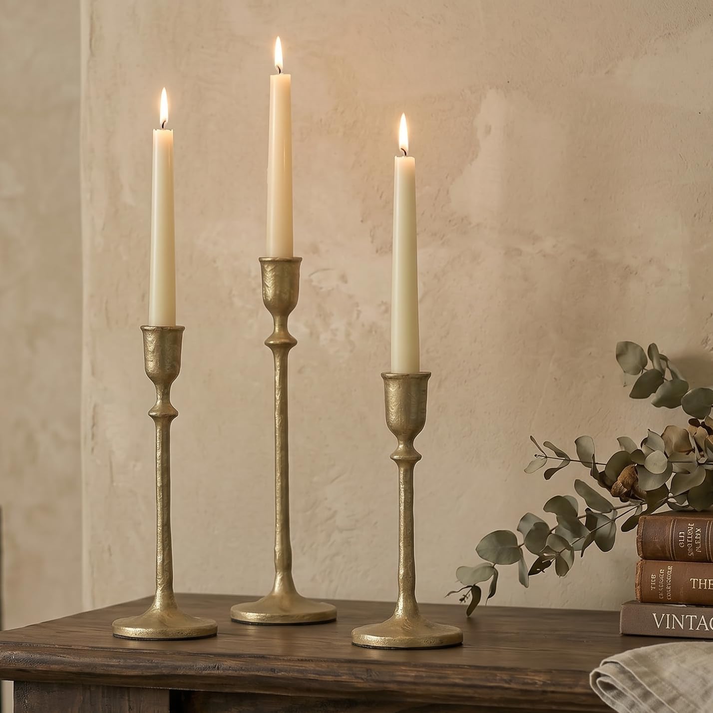 Vintage style gold candlesticks