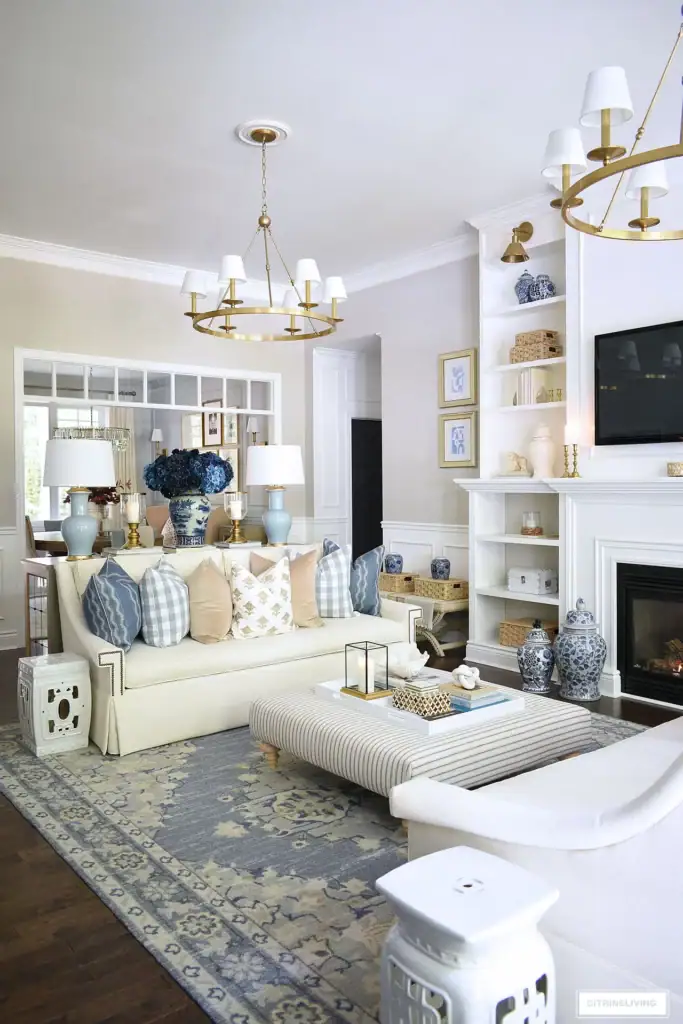 Living room decorated for fall without fall decor