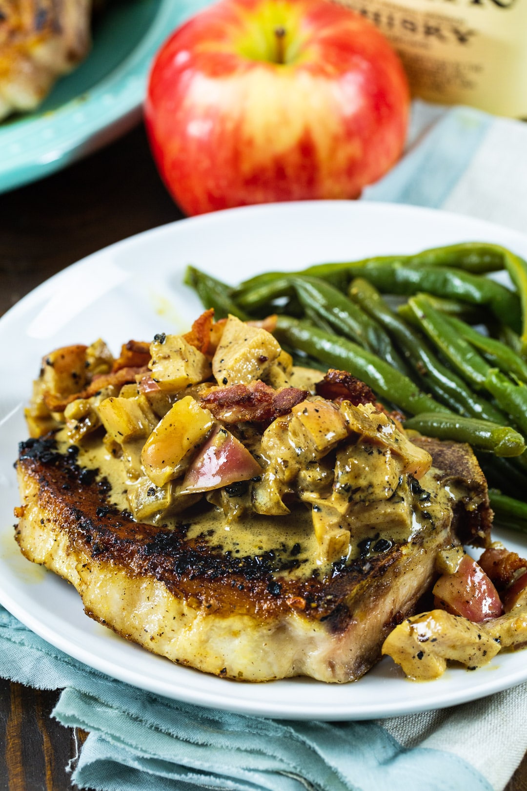 Bourbon apple pork chops